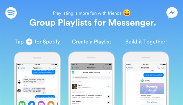 Spotify introduce listas de reproducción en Facebook Messenger